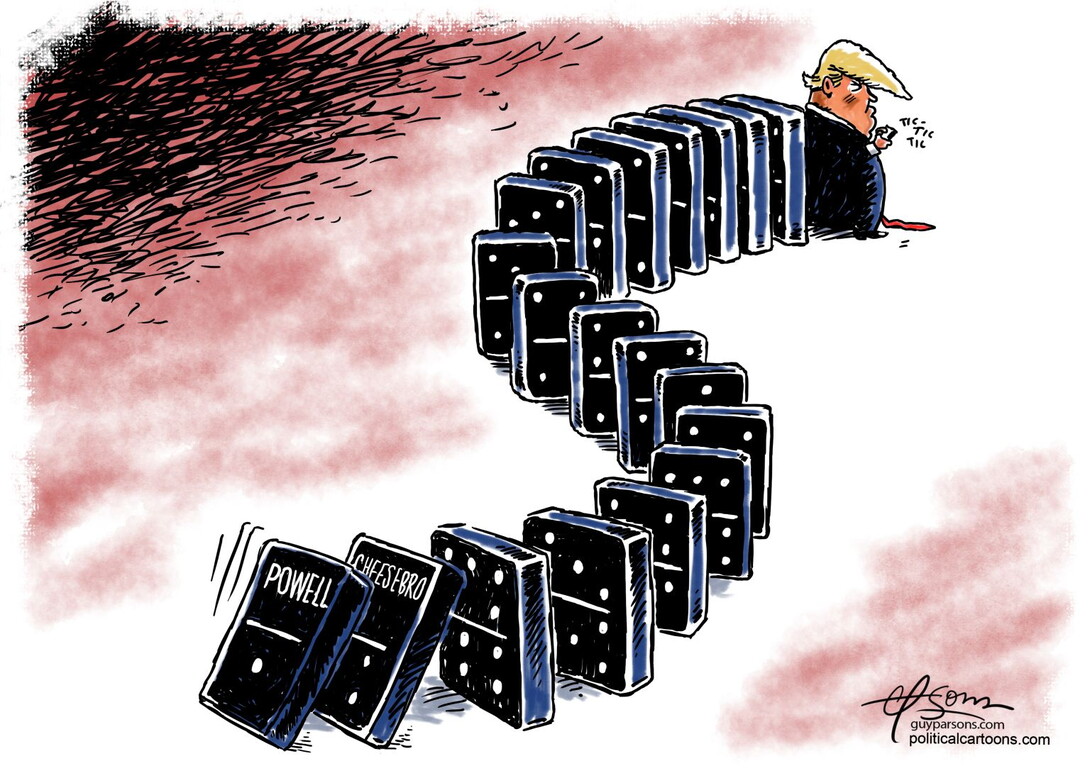 One by one they fall by Guy Parsons, PoliticalCartoons.com